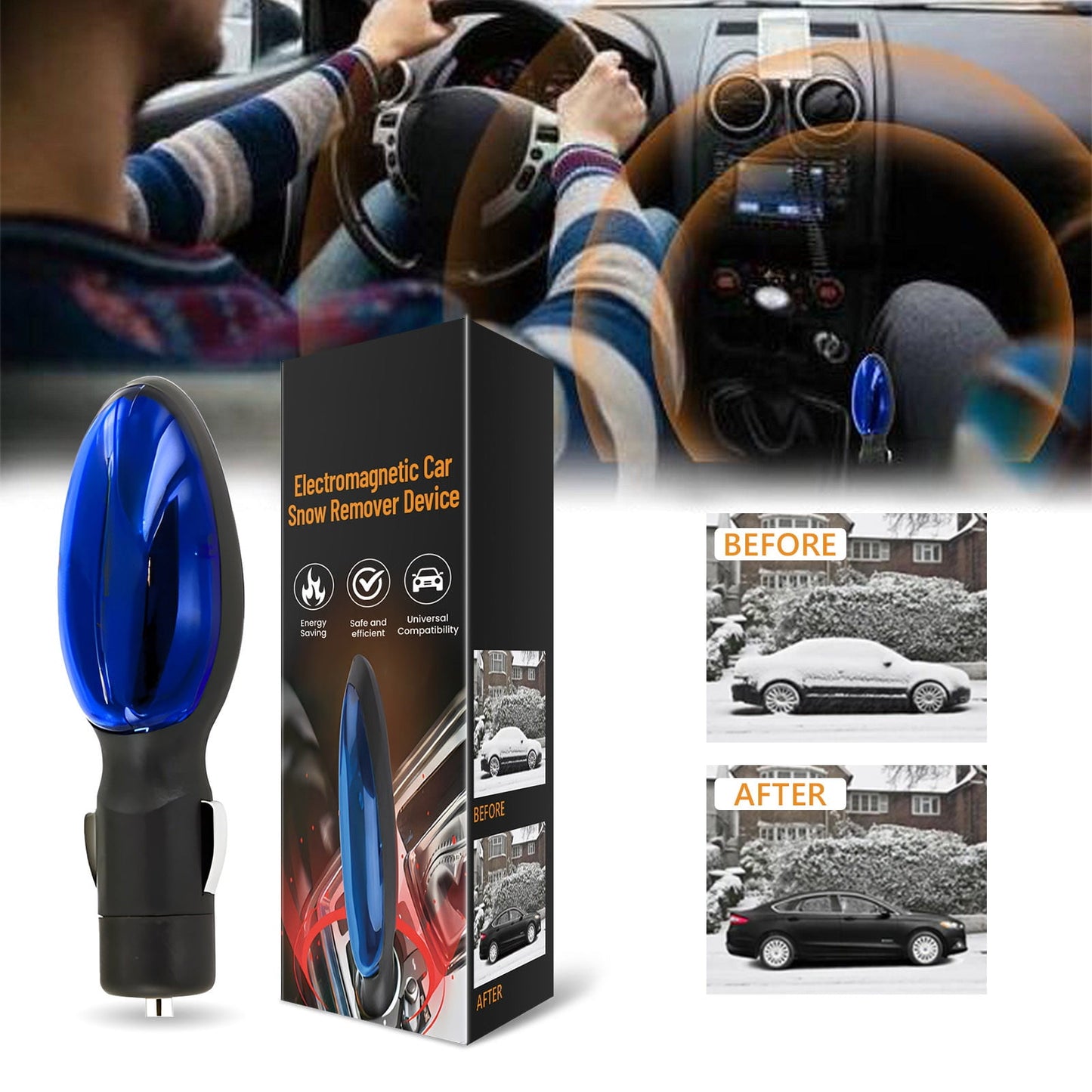 2Pc Car Defroster,Windshield Defroster For Car,Anti-Freeze Electromagnetic Car Snow Removal Device,Electromagnetic Snow Melter,Portable Car Defrosting Device For Melting And Defrosting Car Glass