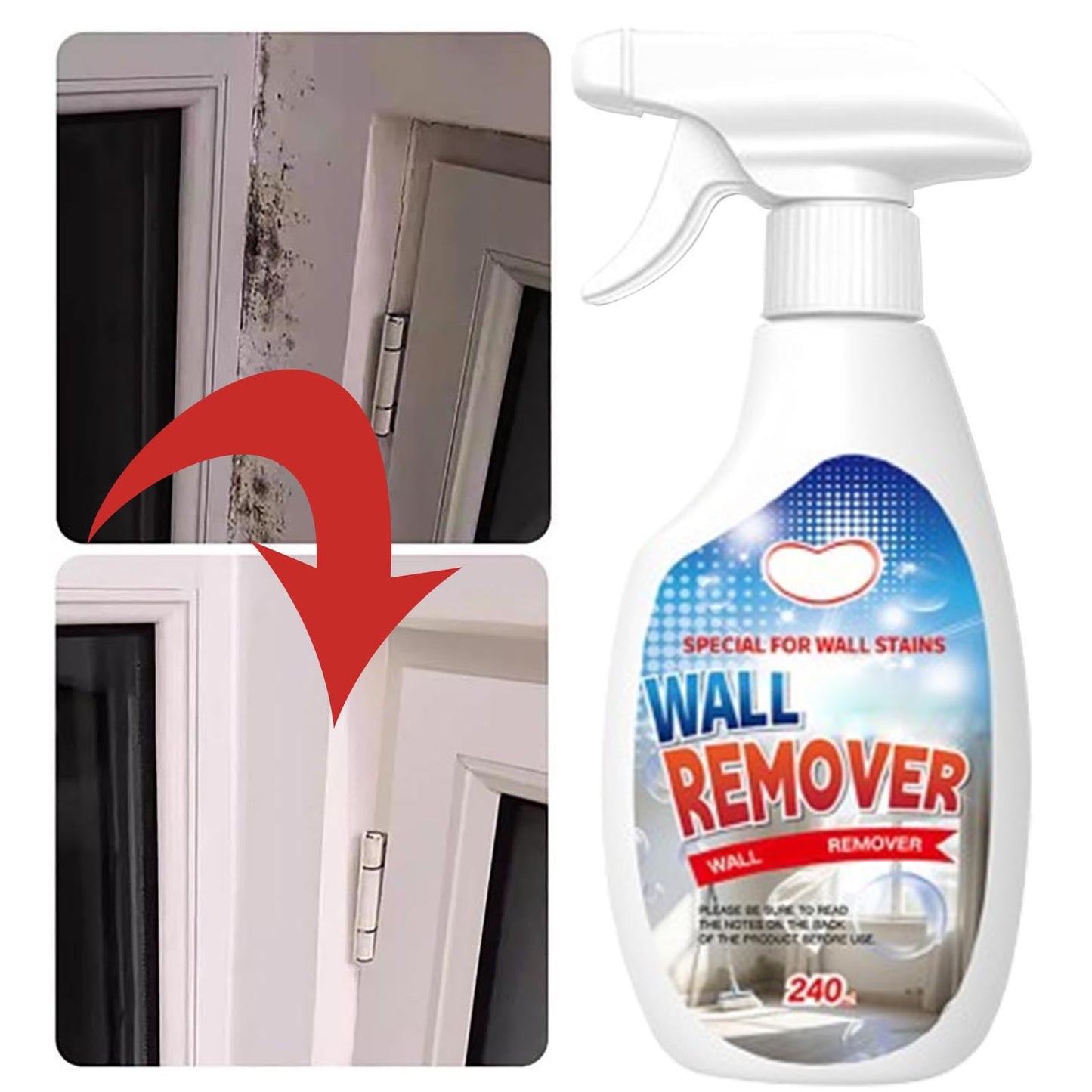 2Pc New Upgraded Strong 240Ml Home Wall Remover -Mildew Stain Remover Spray, Antis-And Mildews Cleaner For White Walls