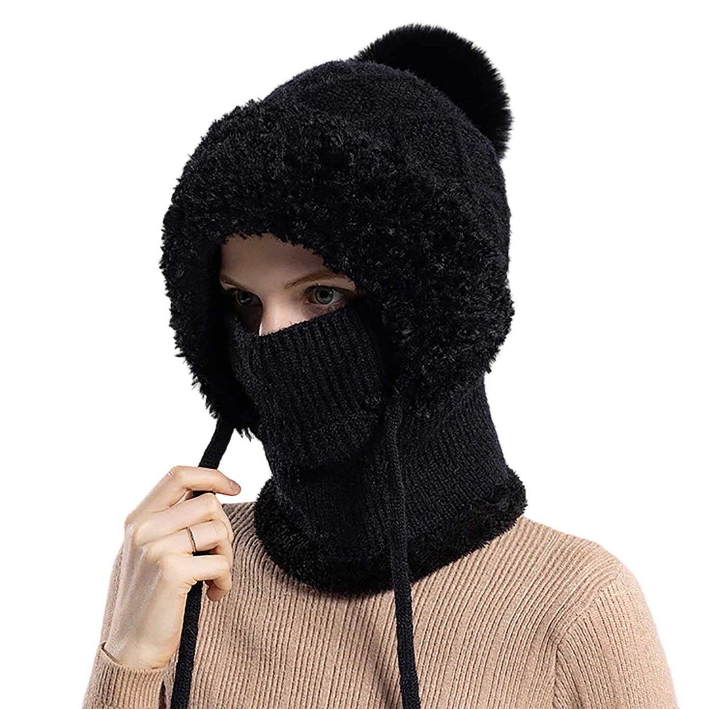 3 In 1 Hat For Women,3 In 1 Beanie Hat With Scarf And Mask,Beanie Hats For Women,3 In 1 Knitted Hat For Women With Scarf And Mask Fall Winter Warm Knitted Ski Scarf And Mask