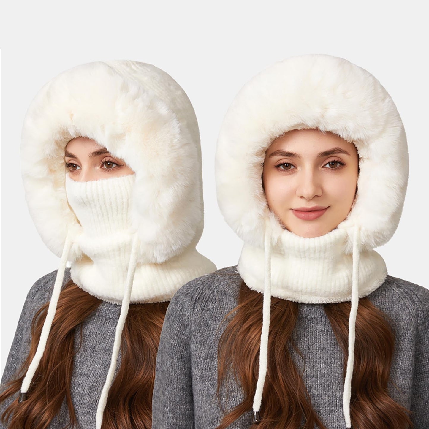 3 In 1 Knitting Hat With Scarf And Mask,3 In 1 Beanie Hat With Scarf And Mask,Upgraded 3-In-1 Fleece Lined Winter Knitwindproof Warmth Balaclava For Women,Hat And Scarf Set Winter Clothing For Women