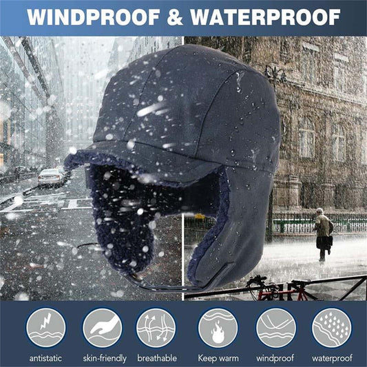 3-In-1 Winter Trapper Hat For Men,Mens Winter Hat,Windproof Warm Ear Flaps Hats,Faux Fur Winter Warm Hats For Outdoor Skiing Cycling Hunting,Trapper Hat For Men,Faux Fur Hat,Winter Hats For Men