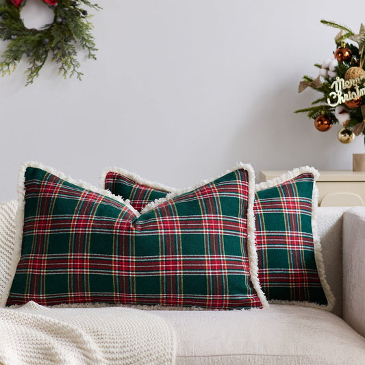 30¡Á50Cm Christmas Pillows Cover,Christmas Plaid Cushion Covers,Funny Decorative Throw Pillow Covers,Square Pillowcase With Zipper For Living Room,Bed Decor,Patio,Car,French Country Sofa Cushion Cases