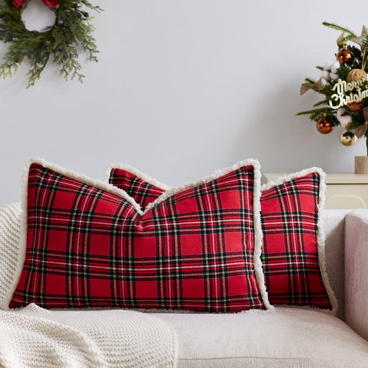 30¡Á50Cm Christmas Pillows Cover,Christmas Plaid Cushion Covers,Funny Decorative Throw Pillow Covers,Square Pillowcase With Zipper For Living Room,Bed Decor,Patio,Car,French Country Sofa Cushion Cases