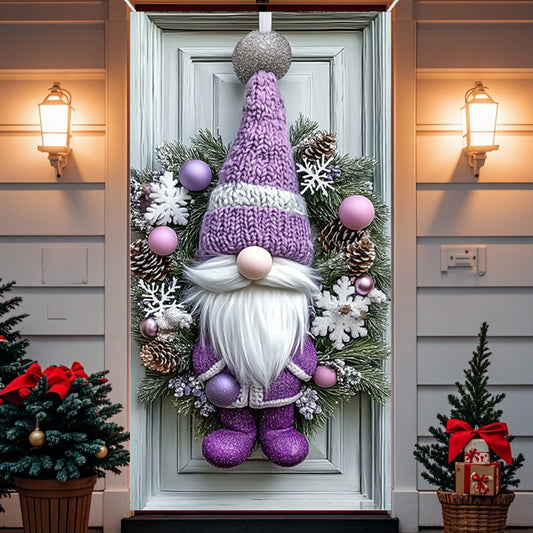 35X71In Christmas Door Cover - Dwarf/Santa Claus/Christmas Tree/Garland/Snowman Christmas Door Decorations,Merry Christmas Front Door Decorations,Holiday Party Christmas Decorations Indoor & Outdoor