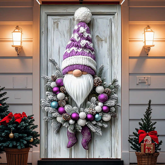 35X71In Christmas Door Cover - Dwarf/Santa Claus/Christmas Tree/Garland/Snowman Christmas Door Decorations,Merry Christmas Front Door Decorations,Holiday Party Christmas Decorations Indoor & Outdoor