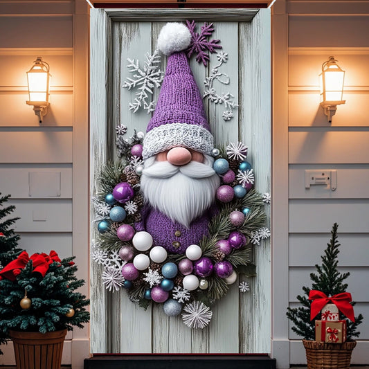 35X71In Christmas Door Cover - Dwarf/Santa Claus/Christmas Tree/Garland/Snowman Christmas Door Decorations,Merry Christmas Front Door Decorations,Holiday Party Christmas Decorations Indoor & Outdoor