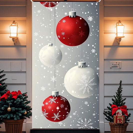 35X71In Christmas Door Cover - Dwarf/Santa Claus/Christmas Tree/Garland/Snowman Christmas Door Decorations,Merry Christmas Front Door Decorations,Holiday Party Christmas Decorations Indoor & Outdoor