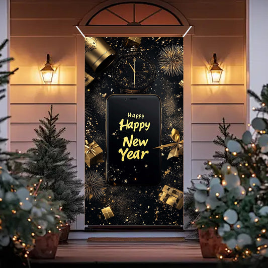 35X71In Christmas Door Cover - Dwarf/Santa Claus/Christmas Tree/Garland/Snowman Christmas Door Decorations,Merry Christmas Front Door Decorations,Holiday Party Christmas Decorations Indoor & Outdoor