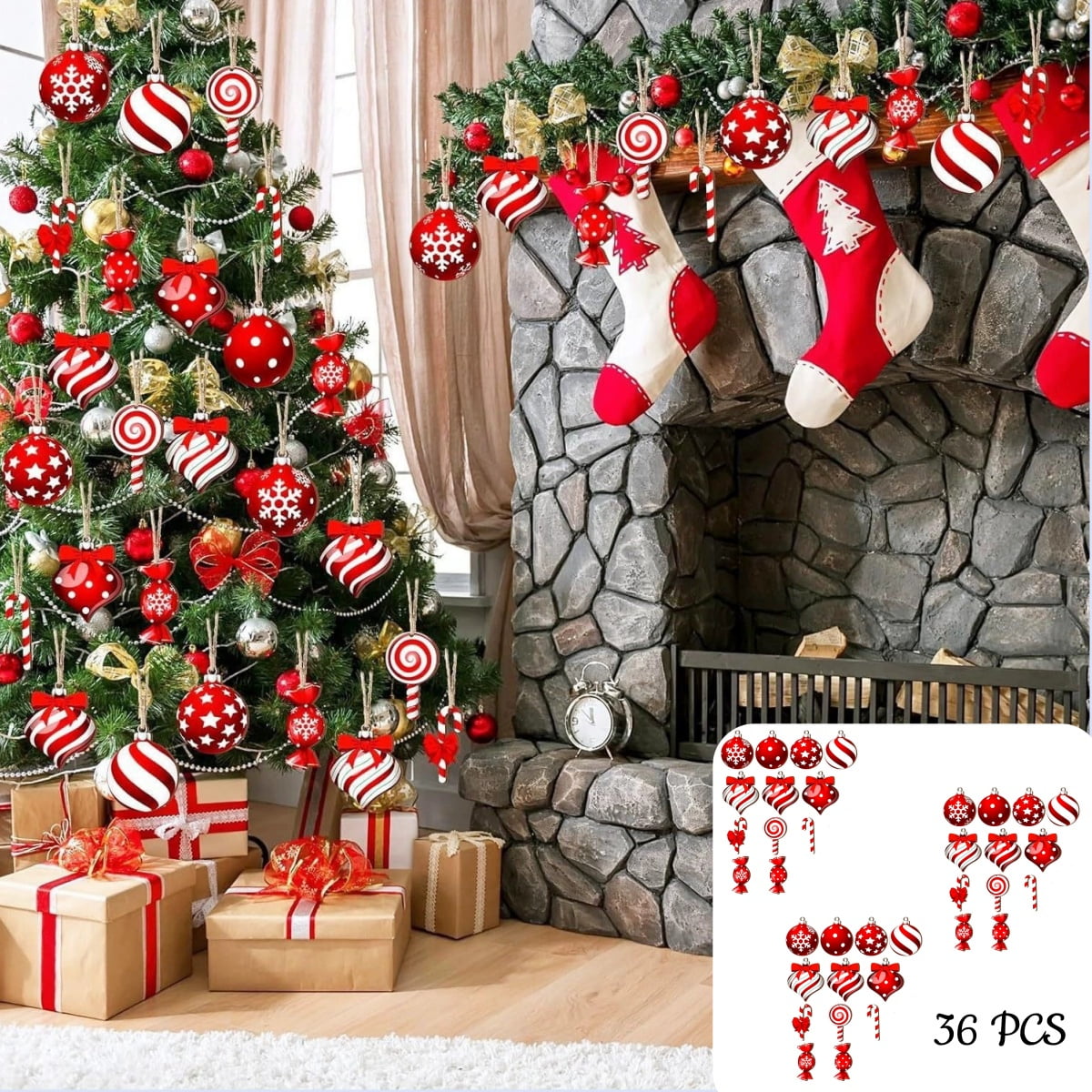 36Pc Christmas Lollipop Ornaments,Candy Cane Christmas Decorations,Candy Christmas Tree Decorations,Mini Candy Cane Hanging Ornaments Pendants,Candy Ornaments,Xmas Tree Party Home Decor