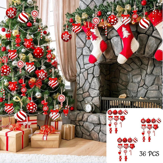 36Pc Christmas Lollipop Ornaments,Candy Cane Christmas Decorations,Candy Christmas Tree Decorations,Mini Candy Cane Hanging Ornaments Pendants,Candy Ornaments,Xmas Tree Party Home Decor