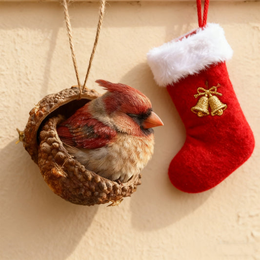 3D Forest Animal Acorn Ornaments ¨C Sleeping Cozy Forest Christmas Ornaments, Handcrafted Resin Hazelnut Ornaments, Forest Animal Christmas Ornaments,Sleeping Fox, Owl, Raccoon, Bunny & Hedgehog