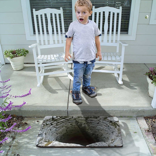3D Rugs Optical Illusion,3D Hole Rug That Looks Like A Hole,Dog Gets Scared Of 3D Carpet, As Test & Game With Your Cat Or Dog,Visual Diatomite Mud Entrance Door Mat Waterproof Bathroom Floor Mat