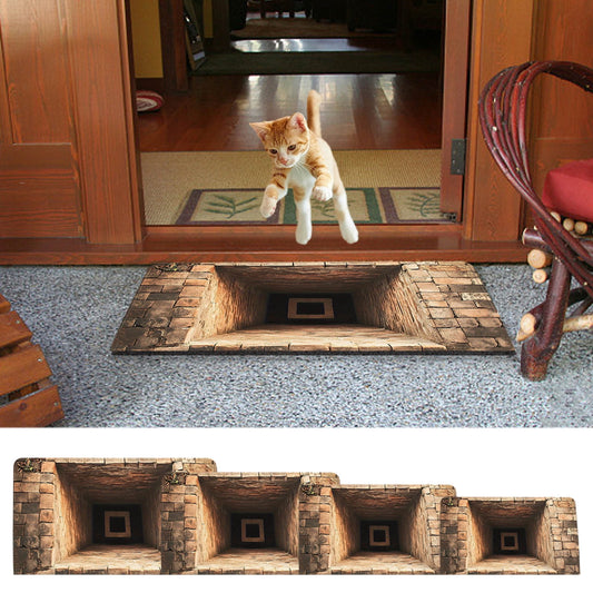 3D Rugs Optical Illusion,3D Hole Rug That Looks Like A Hole,Dog Gets Scared Of 3D Carpet, As Test & Game With Your Cat Or Dog,Visual Diatomite Mud Entrance Door Mat Waterproof Bathroom Floor Mat