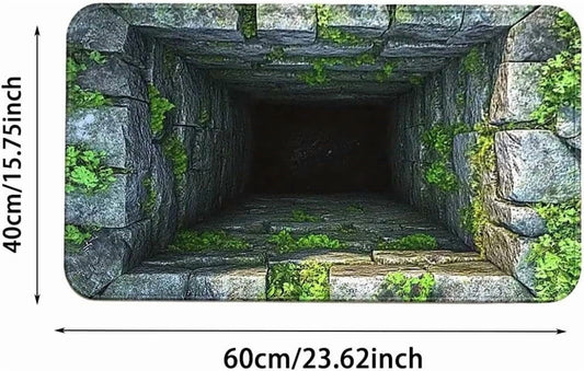 3D Rugs Optical Illusion,3D Hole Rug That Looks Like A Hole,Dog Gets Scared Of 3D Carpet, As Test & Game With Your Cat Or Dog,Visual Diatomite Mud Entrance Door Mat Waterproof Bathroom Floor Mat