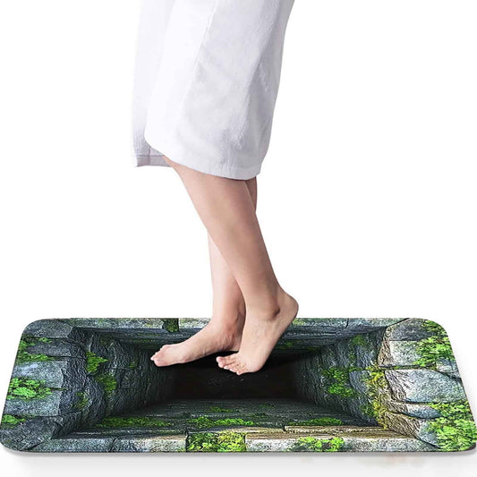 3D Rugs Optical Illusion,3D Hole Rug That Looks Like A Hole,Dog Gets Scared Of 3D Carpet, As Test & Game With Your Cat Or Dog,Visual Diatomite Mud Entrance Door Mat Waterproof Bathroom Floor Mat