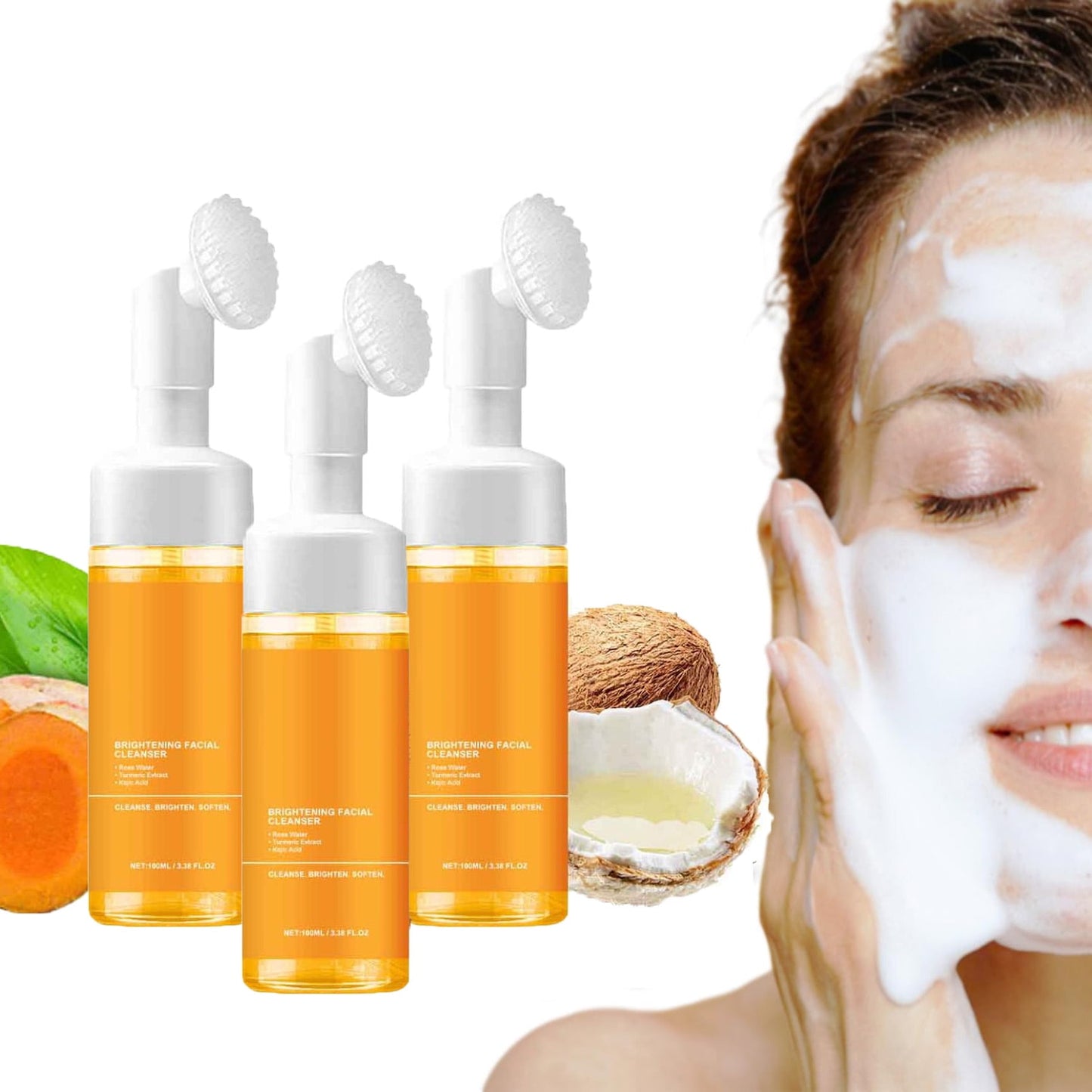 3P Turmeric Facial Cleanser,Face Turmeric Cleanser,Turmeric Facial Wash,Turmeric Facial Cleanser, Turmeric Foaming Cleanser for All Skin£¬Turmeric Kojic Acid Foaming Cleanser