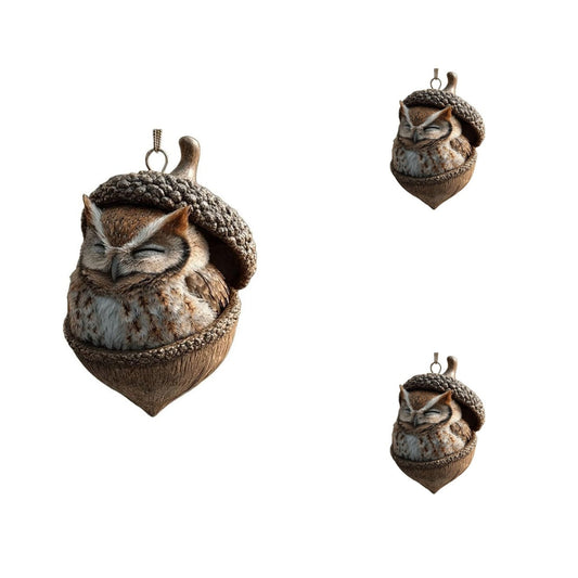 3Pc 2D Acrylic Forest Animal Acorn Ornaments,Woodland Friends Acorn Ornaments,Forest Hazelnut Ornaments,Asleep Cozy Forest Christmas Ornaments,Pine Cone Hanging Ornament Home Party D¨¦cor,Gift