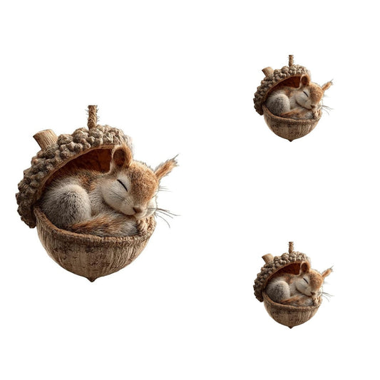 3Pc 2D Acrylic Forest Animal Acorn Ornaments,Woodland Friends Acorn Ornaments,Forest Hazelnut Ornaments,Asleep Cozy Forest Christmas Ornaments,Pine Cone Hanging Ornament Home Party D¨¦cor,Gift