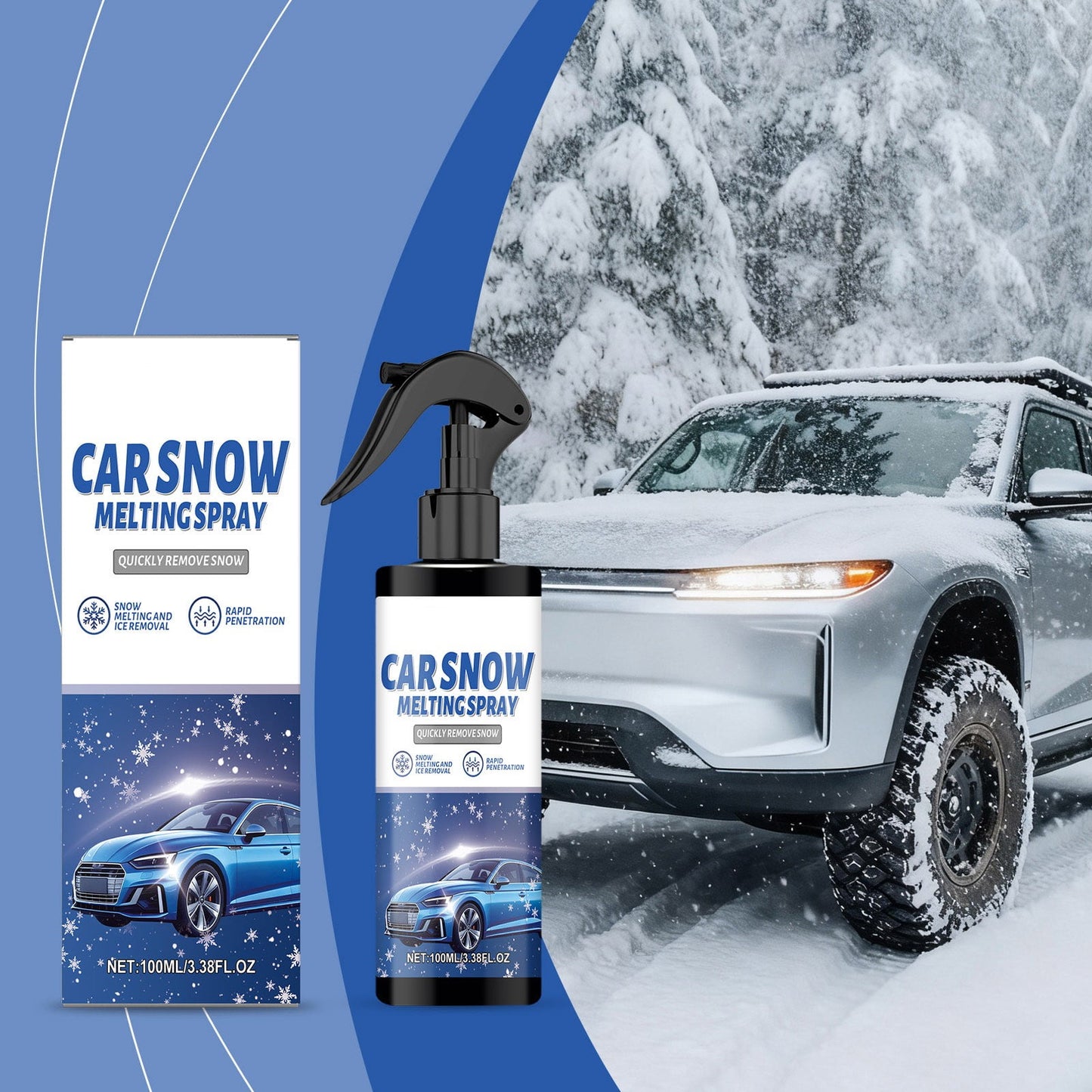 3Pc Deicer For Car Windshield Defroster,Spray Snow For Windows Snow Spray,Window Snow Spray, Deicing Spray, Melting Spray, Deicer For Car Windshield,Winter Car Essentials, Fast Ice Snow Melting Spray