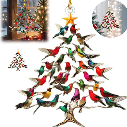 3Pc New Upgrade Hummingbird Christmas Ornament, New Stacked Hummingbird Ornament For Christmas, Upgrade Winter Colorful Stack Hummingbirds Home Decor Ornaments
