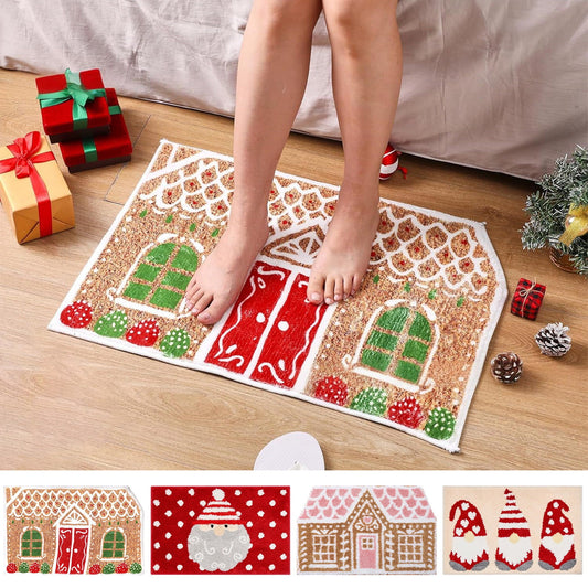 40¡Á60Cm Christmas Door Mat,Christmas Welcome Mat,Christmas Natural Coir Doormat Cute Gingerbread House Welcome Floor Mat,Non-Slip Entrance Door Rugs For Indoor Outdoor Bathroom Decor For Entrance