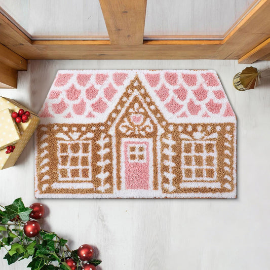 40¡Á60Cm Christmas Door Mat,Christmas Welcome Mat,Christmas Natural Coir Doormat Cute Gingerbread House Welcome Floor Mat,Non-Slip Entrance Door Rugs For Indoor Outdoor Bathroom Decor For Entrance