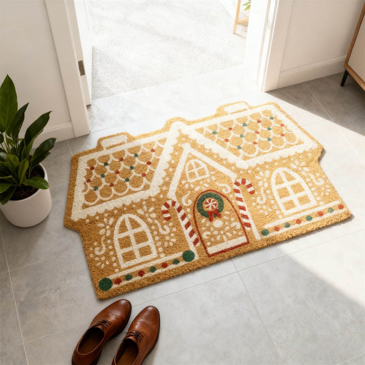 40¡Á60Cm Christmas Door Mat,Christmas Welcome Mat,Christmas Natural Coir Doormat Cute Gingerbread House Welcome Floor Mat,Non-Slip Entrance Door Rugs For Indoor Outdoor Bathroom Decor For Entrance