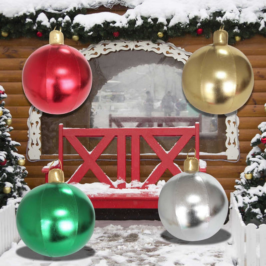 40Cm Giant Inflatable Christmas Ball Outdoor,Pvc Inflatable Decorated Ball,Large Holiday Inflatables Outdoor Decorations Christmas Blow Up Yard Decor Ornaments,Festive Ornament Christmas Party
