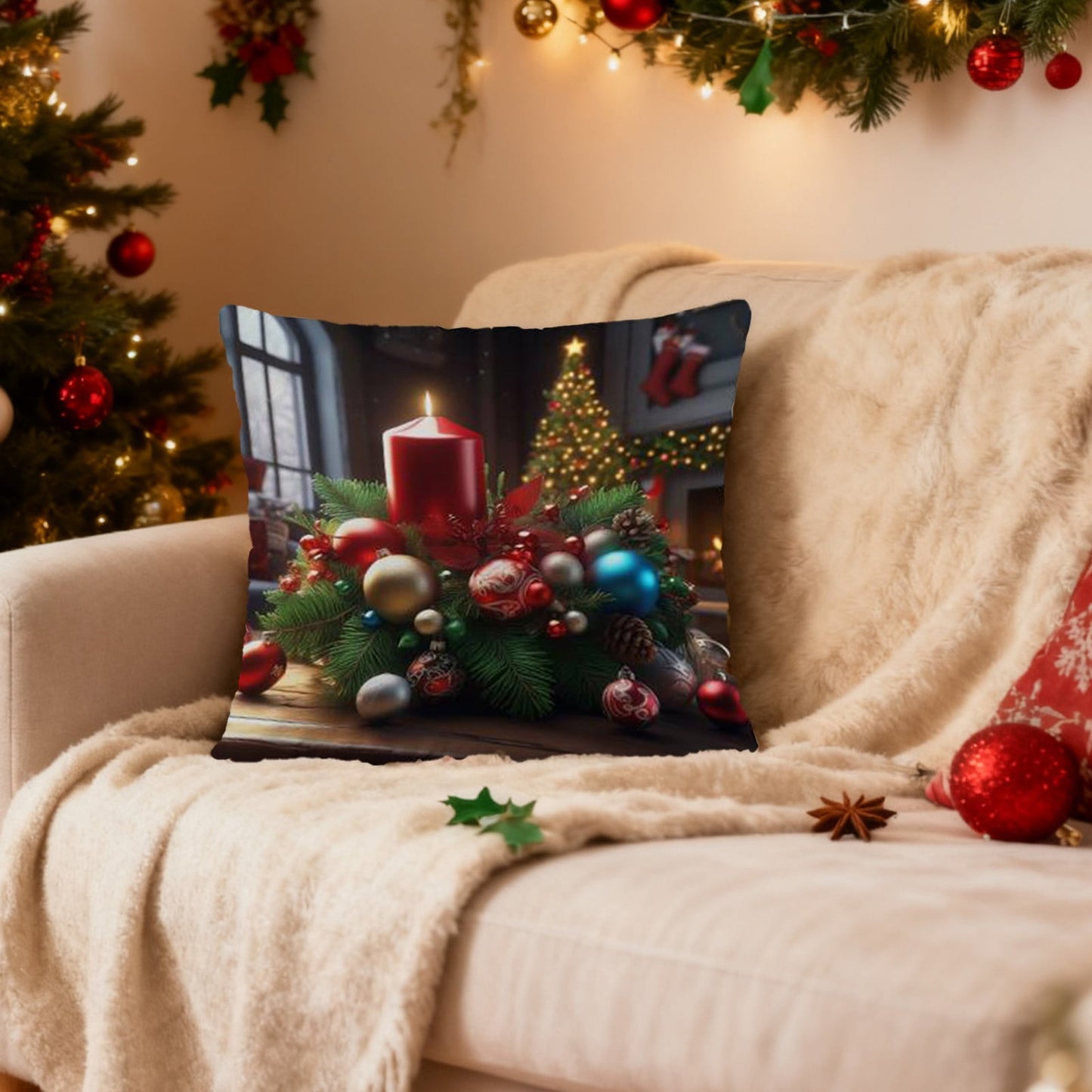 45*45Cm Christmas Pillows Cover,18In Funny Throw Pillows Case,Christmas Decorative Throw Pillow Cover,Square Pillowcase With Zipper Living Room,Bed Decor,Patio,Car,French Country Sofa Cushion Case