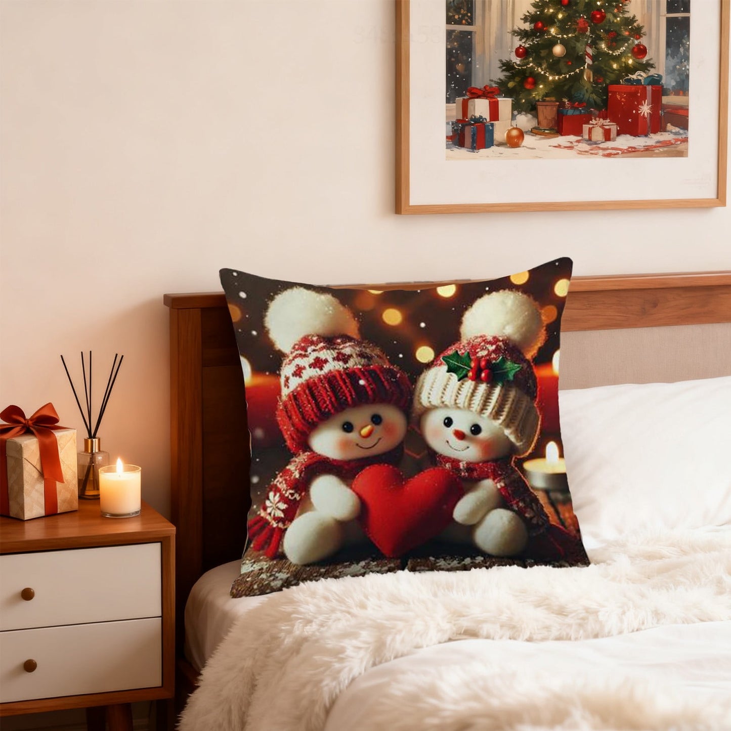 45*45Cm Christmas Pillows Cover,18In Funny Throw Pillows Case,Christmas Decorative Throw Pillow Cover,Square Pillowcase With Zipper Living Room,Bed Decor,Patio,Car,French Country Sofa Cushion Case