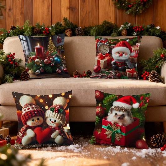 45*45Cm Christmas Pillows Cover,18In Funny Throw Pillows Case,Christmas Decorative Throw Pillow Cover,Square Pillowcase With Zipper Living Room,Bed Decor,Patio,Car,French Country Sofa Cushion Case