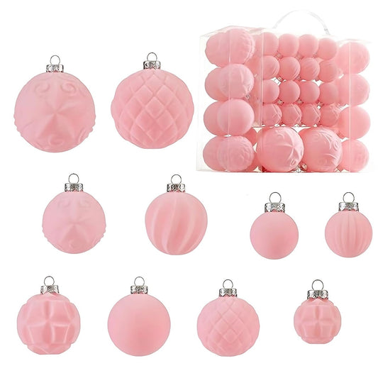 46 Pc Velvet Christmas Balls,Velvet Christmas Ornaments For Christmas Tree Pendant,Christmas Decor, Christma Tree Flocked Ornaments Balls For Family Holiday Wedding Party Xmas Hanging Decoration