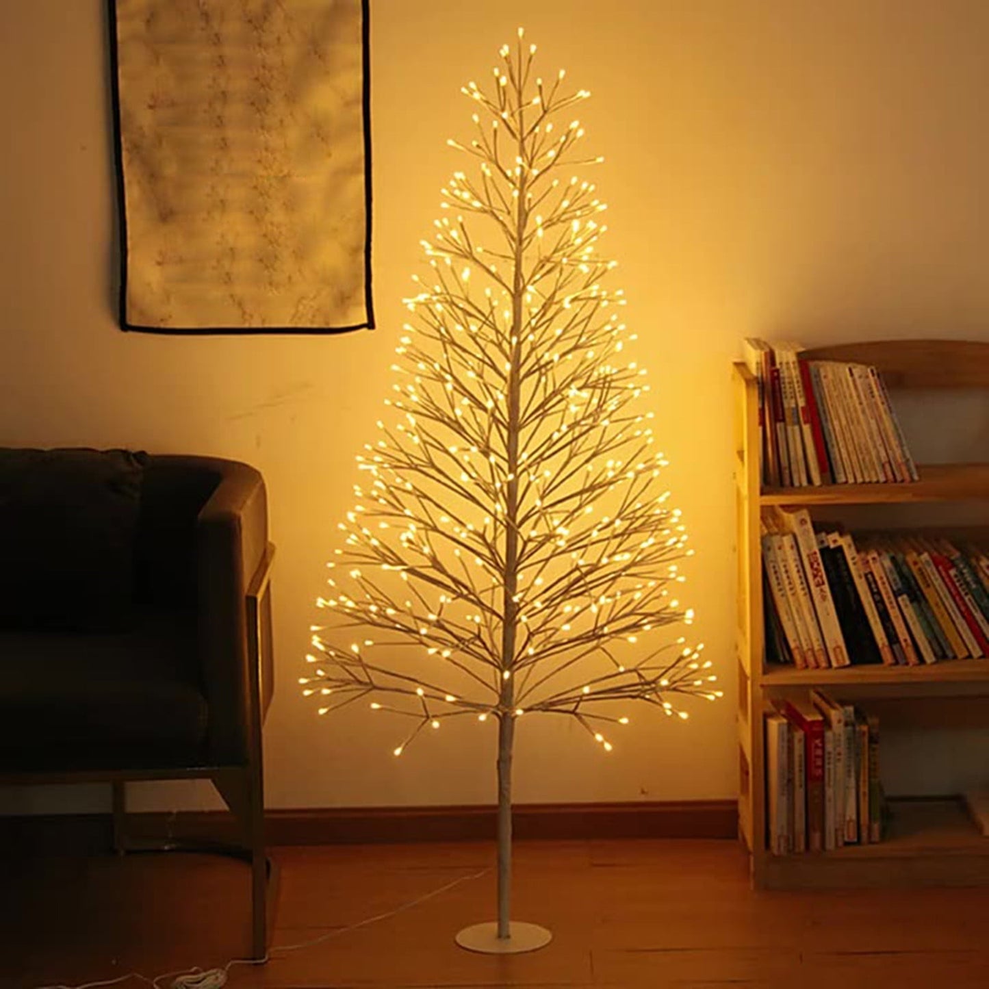 4Ft Pre-Lit Christmas Trees _Pre-Lit Starburst Gold Artificial Christmas Tree With Warm White Twinkling Led Lights, Christmas Decorations,USB 30cm