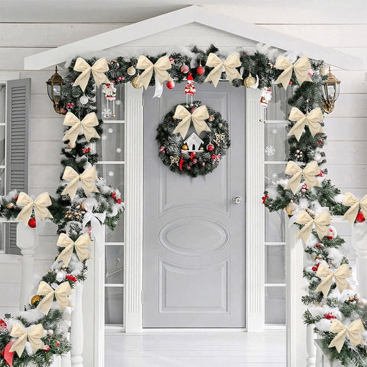 4Pc Christmas Bows Decorations,Cloth Gift Box Bows,Christmas Tree Wreath Arrangement Gift Box Decoration Bow Ornaments