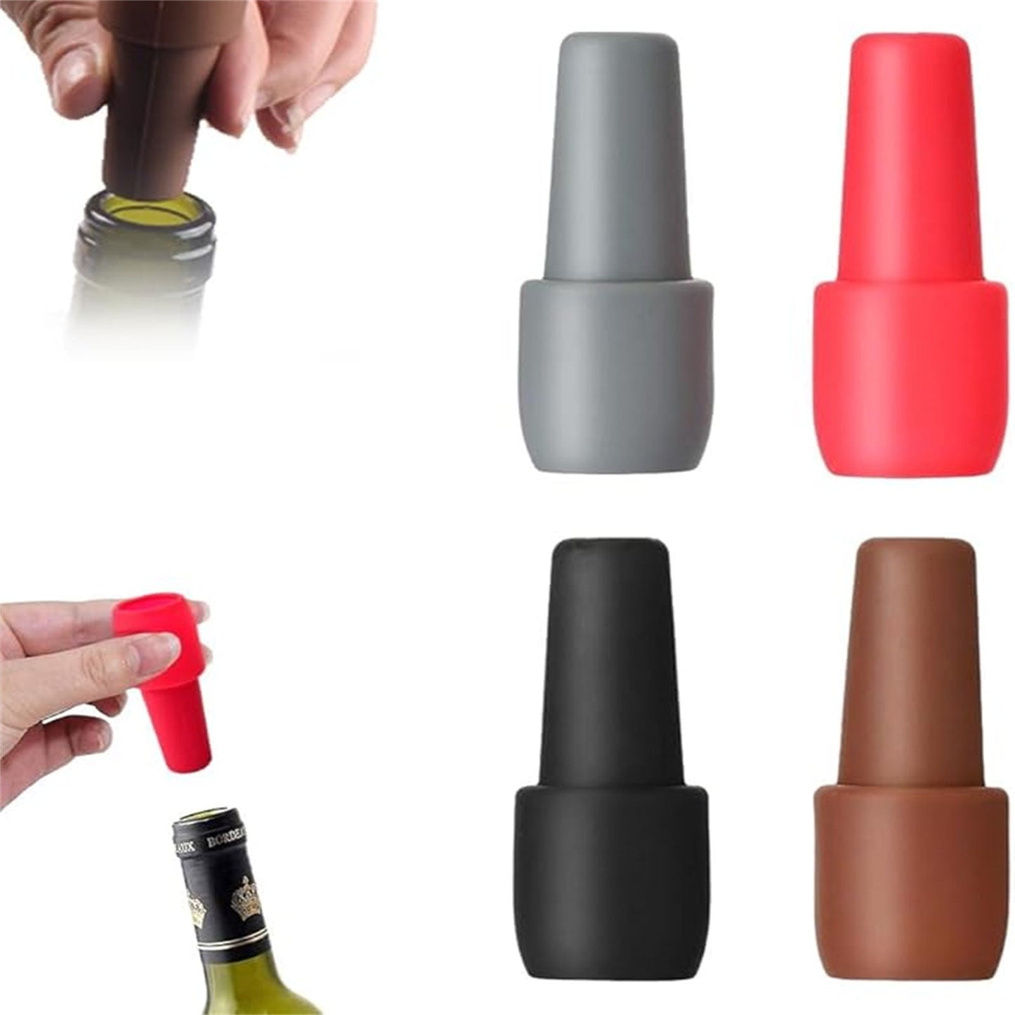 4Pcs Reusable Sparkling Wine Bottle Stopper,Wine Stoppers For Wine Bottles, Silicone Wine Bottle Stoppers,Double Sealed Wine Bottle Cover Caps Cork For Champagn Reusable Sparkling Wine Bottle Stopper