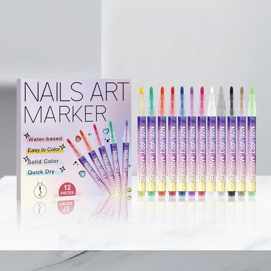 5/12/18/24/36/48 Colors Nail Art Pens Set 12 Colors Nail Art Markers,Christmas Gifts Nail Polish Pens Drawing Painting Pen For Home Salon,Quickly Dry Nail Art Nail Diy Decoration For Adult Kids