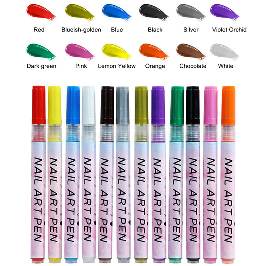 5/12/18/24/36/48 Colors Nail Art Pens Set 12 Colors Nail Art Markers,Christmas Gifts Nail Polish Pens Drawing Painting Pen For Home Salon,Quickly Dry Nail Art Nail Diy Decoration For Adult Kids