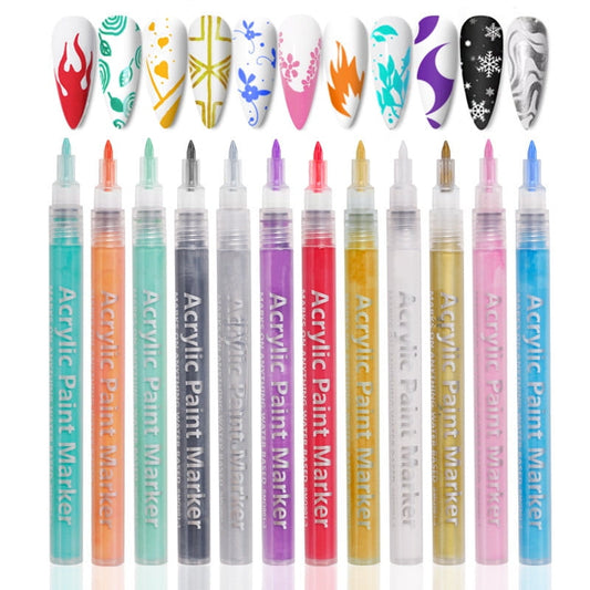 5/12/18/24/36/48 Colors Nail Art Pens Set 12 Colors Nail Art Markers,Nail Art Pens For Painting Nails Christmas Gifts Nail Polish Pens Drawing Painting Pen Home Salon,Quickly Dry Nail For Adult Kids