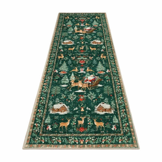 50*160Cm Christmas Kitchen Decor,Christmas Runner Rug For Hallway,Christmas Kitchen Runner,Washable Non Slip Carpet,Christmas Print Reindeer Tree Non Shedding Rug For Floor Laundry Room Holiday Decor