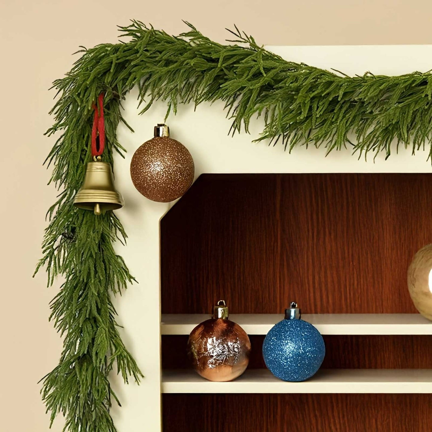 59 In Artificial Norfolk Vine,Simulation Soft Glue Norfolk Needle Rattan European Style Christmas Decoration Wall Hanging Wreath,Flexible Pvc Rattan Garland,Christmas Wall Wreath Indoor Outdoor Decor