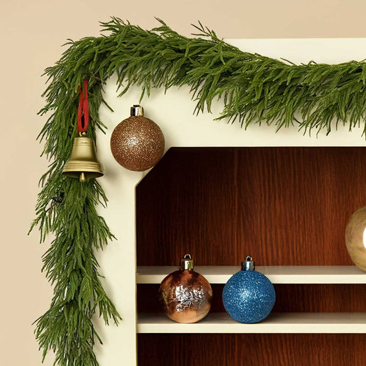 59 In Artificial Norfolk Vine,Simulation Soft Glue Norfolk Needle Rattan European Style Christmas Decoration Wall Hanging Wreath,Flexible Pvc Rattan Garland,Christmas Wall Wreath Indoor Outdoor Decor