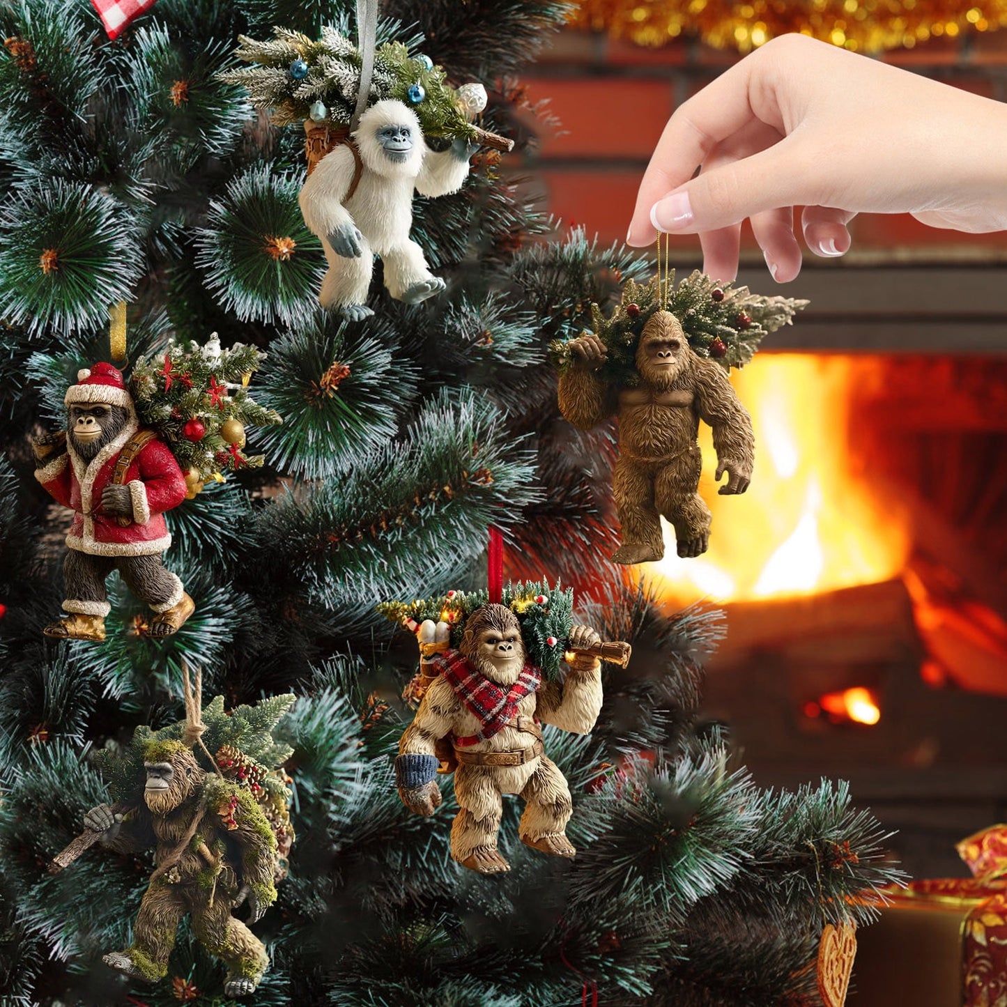 5Pc Christmas Ornament Ornament¨C Myth Meets Holiday Magic, Funny Sasquatch Holiday Decor For Christmas Tree, Unique Wildlife Wonders Collection Ornament Lovers And Collectors