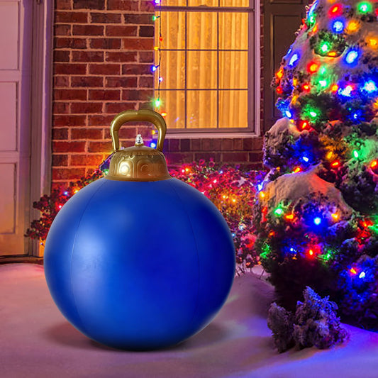 60Cm Giant Inflatable Christmas Balls Outdoor Decorations,24In Inflatable Christmas Ball,Pvc Inflatable Christmas Decorated Ball Ornaments Large Outdoor Tree Ornaments,Xmas Porch Lawn Yard Holiday