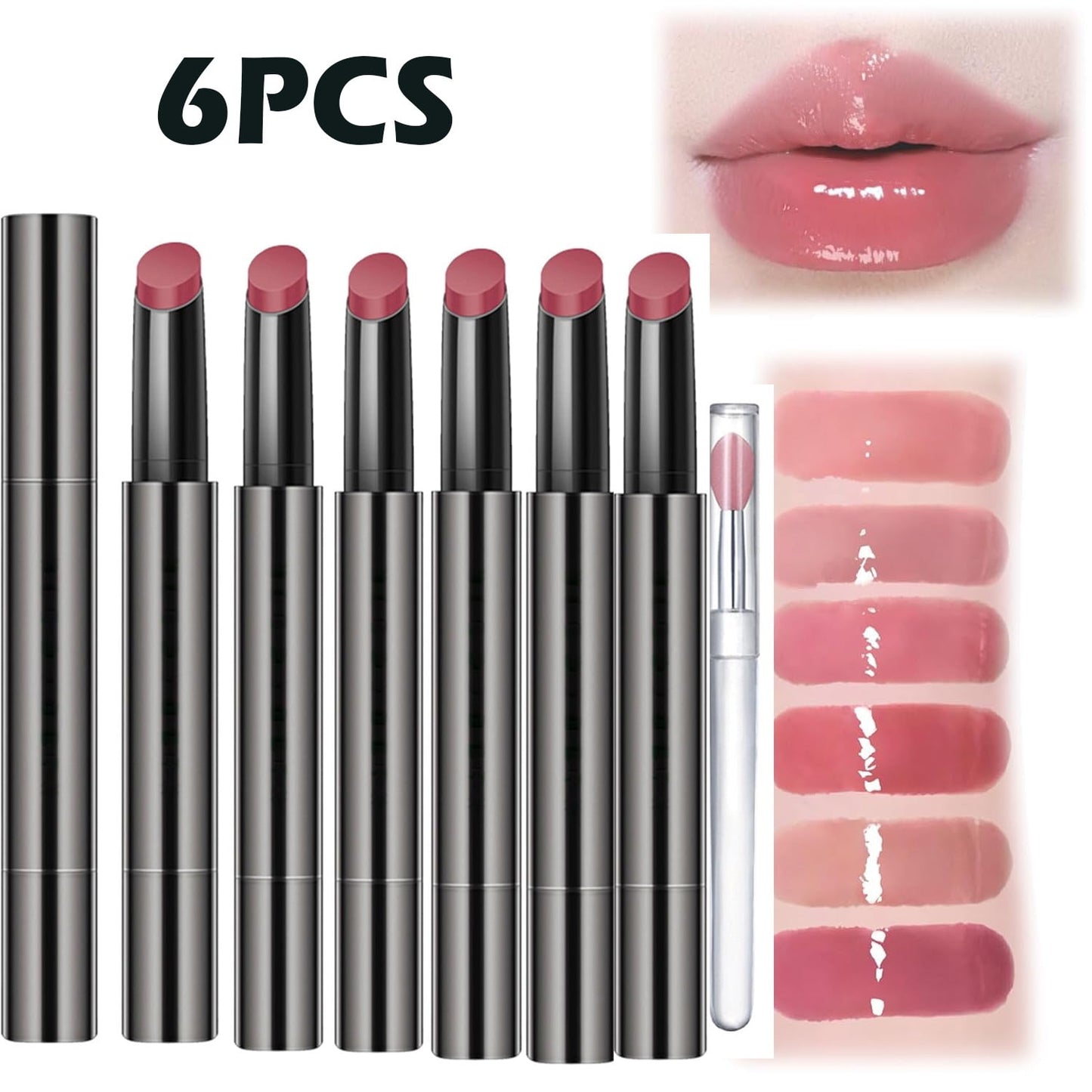 6PCS Aztk Jelly Gloss Lipstick,Aztk Moisturizing Melty Kiss Lip Jelly,Gloss Lipstick, Aztk Lipstick, Lip Gloss, Aztk Moisturizing Kiss Lip Jelly, Long Lasting Non-Fading Lipstick Lip Gloss