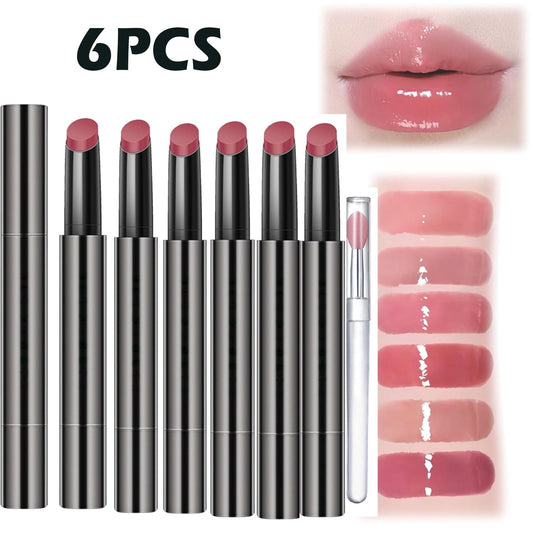 6PCS Aztk Jelly Gloss Lipstick,Aztk Moisturizing Melty Kiss Lip Jelly,Gloss Lipstick, Aztk Lipstick, Lip Gloss, Aztk Moisturizing Kiss Lip Jelly, Long Lasting Non-Fading Lipstick Lip Gloss