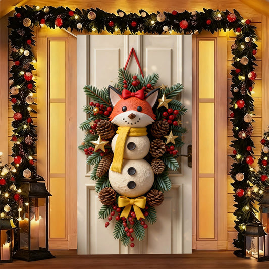 6X3Ft Christmas Decorations Door Cover Merry Christmas Door Cover,6X3Ft Banner,Christmas Background Holidays Hanging Door Banner, Christmas Xmas Winter Holiday Home Kitchen