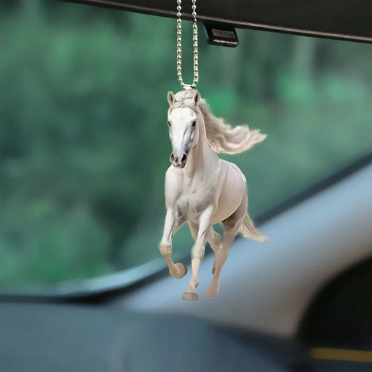 Acrylic Flat Car Pendants Cute Horse Car Rear View Mirror Accessories, Personalized Flat Acrylic Car Rear View Mirror Charm Pendant, Auto Mirror Hanging Accessories,Daily Necessities Decorations