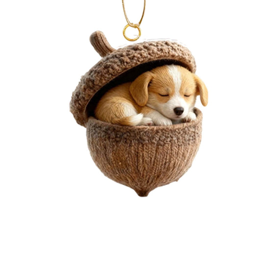 Animal Christmas Ornament,2D Flat Acrylic Forest Animal Decoration, Forest Animal Oak Seed Ornaments, Forest Animal Acorn Ornaments, Acrylic Hanging Woodland Pendant For Xmas Tree Decorations