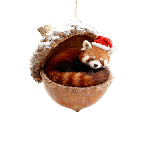 Animal Christmas Ornament,2D Flat Acrylic Forest Animal Decoration, Forest Animal Oak Seed Ornaments, Forest Animal Acorn Ornaments, Acrylic Hanging Woodland Pendant For Xmas Tree Decorations