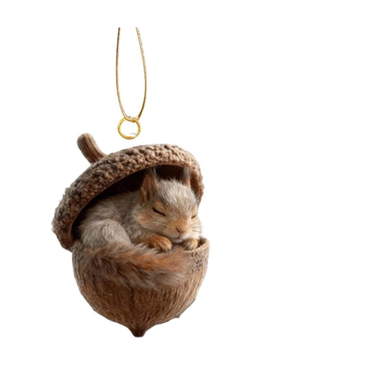 Animal Christmas Ornament,2D Flat Acrylic Forest Animal Decoration, Forest Animal Oak Seed Ornaments, Forest Animal Acorn Ornaments, Acrylic Hanging Woodland Pendant For Xmas Tree Decorations